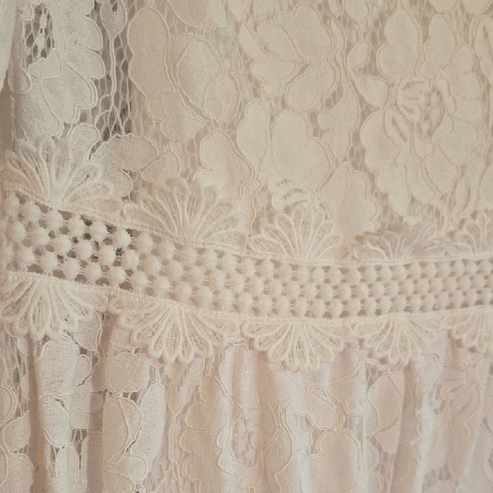 136. New Sugarlips White Lace Tiered A-Line Midi Skirt Size Large - Picture 5 of 8